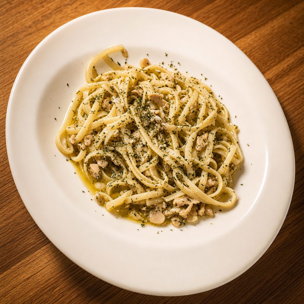 Pasta  Clam in lemon butter white wine Sauce.