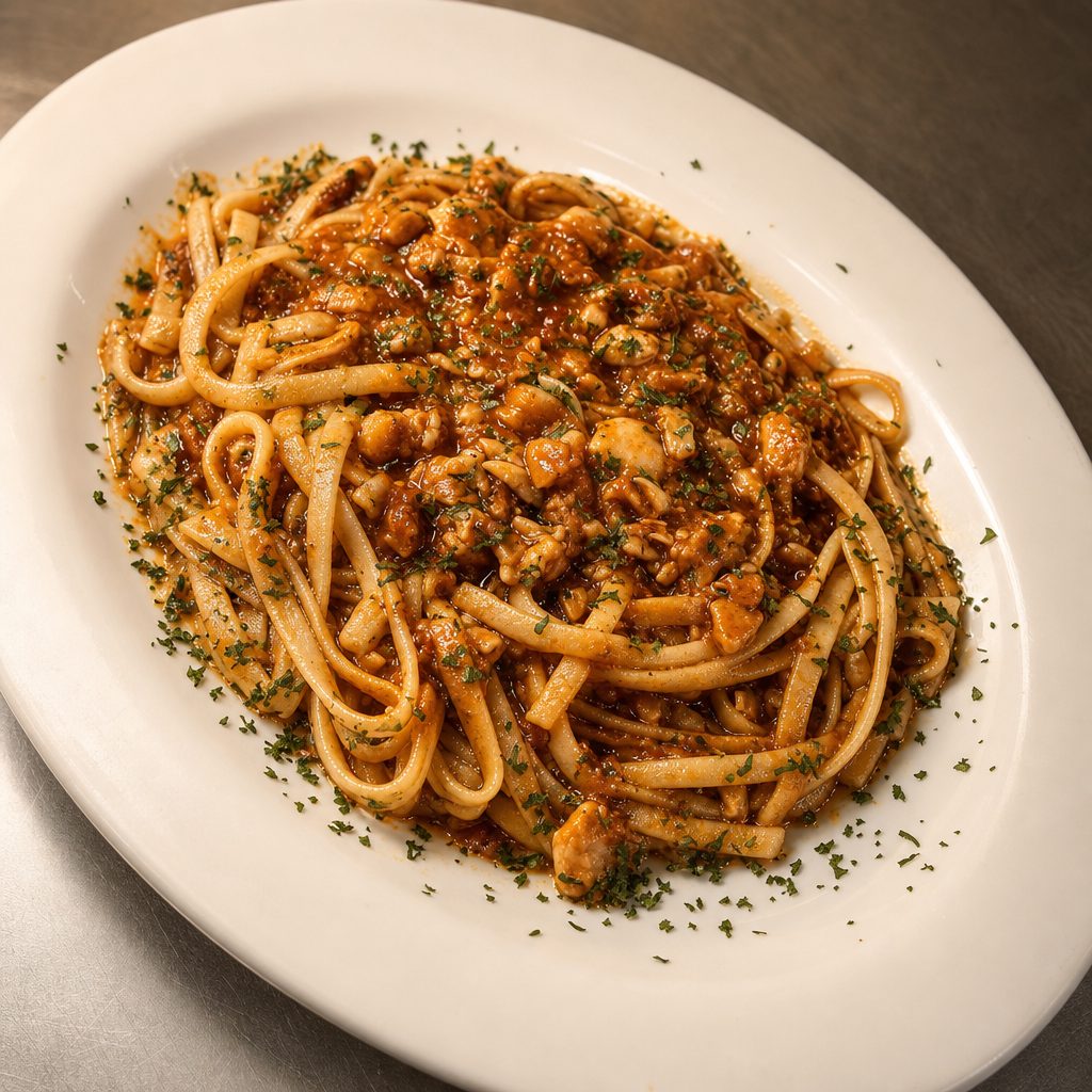 Pasta Spicy Red Clam Sauce.