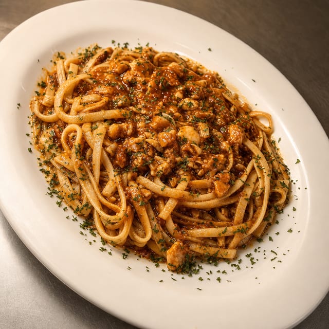 Pasta Spicy Red Clam Sauce.